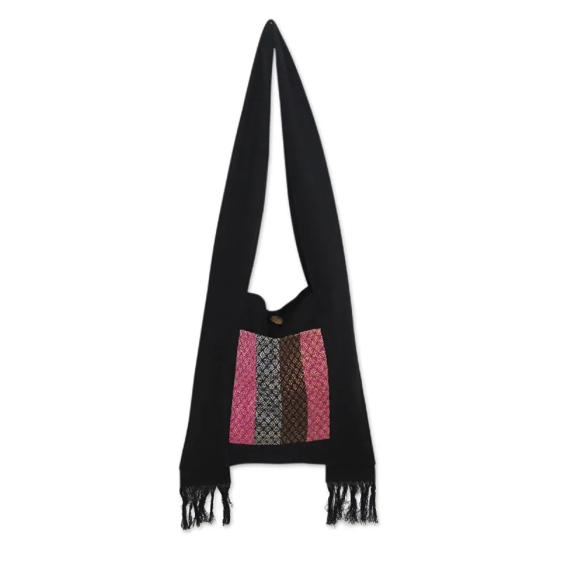 Stylish Bags With Discounts Handwoven Style Black Cotton Shoulder Bag - Beauty