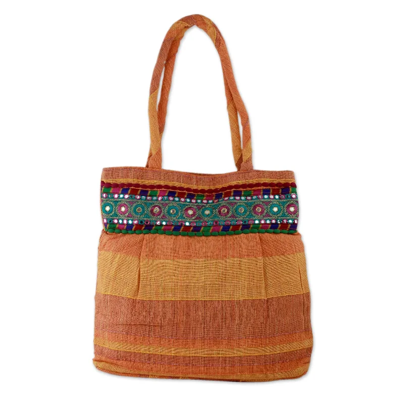 Stylish Bags For Fashion Bloggers With Promotions Orange Cotton Shoulder Bag - Sunset Muse