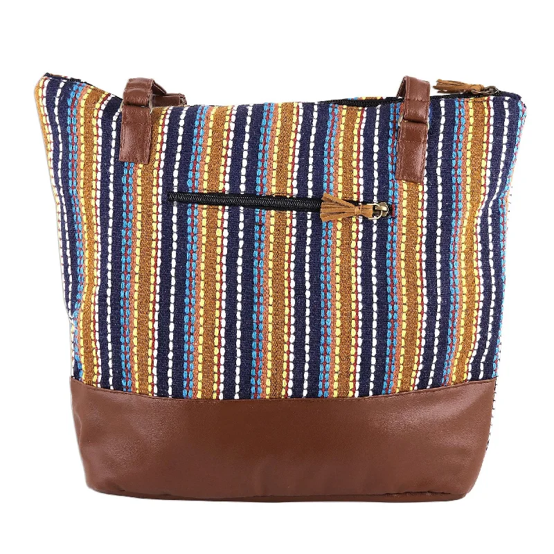 Eco-Friendly Bags For Sustainable Fashion Lovers Handmade Multi-Colored Cotton Striped Shoulder Bag - Stylish Stripes