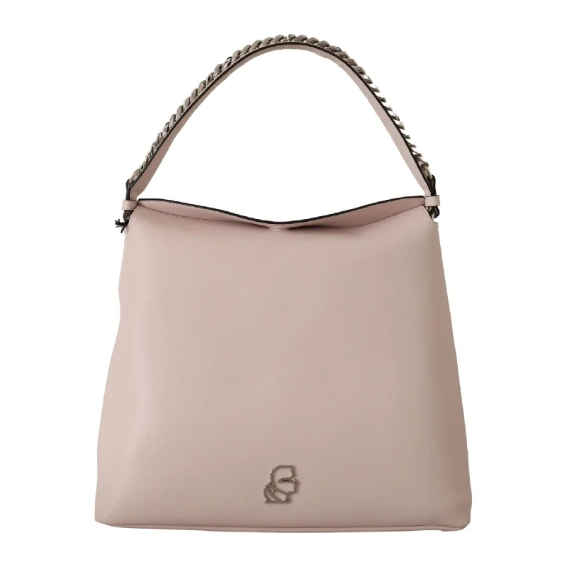 Scratch-Resistant And Luxury Sale Bags Karl Lagerfeld Elegant Mauve Chalk Leather Shoulder Bag