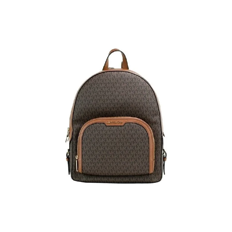 Professional Bags With Office Discounts Michael Kors Jaycee Large Brown Signature PVC Shoulder Backpack Bookbag