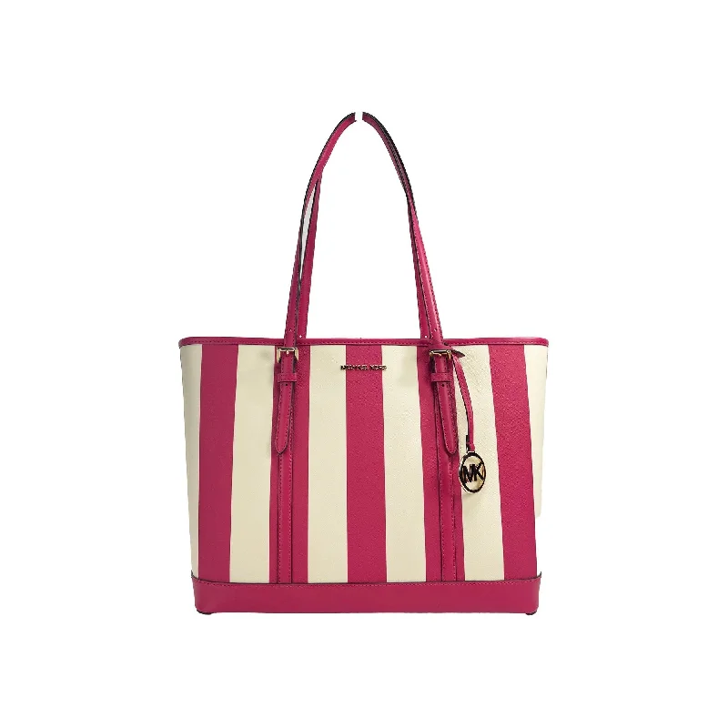 Limited Edition Bags For Collectors Michael Kors Jet Set Travel Large TZ Shoulder PVC Tote Bag Purse Pink