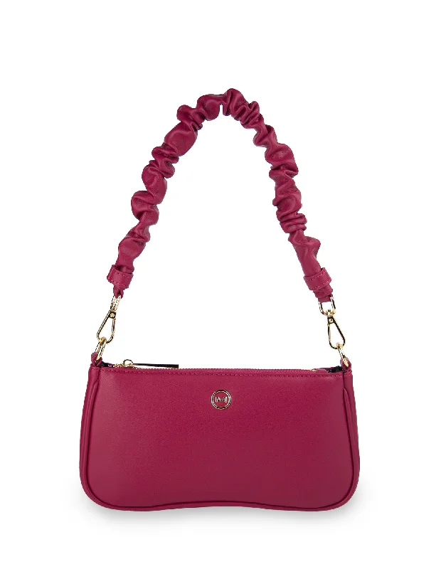 Affordable Handbags Mocha Carly Ruched Strap Shoulder Bag - Magenta