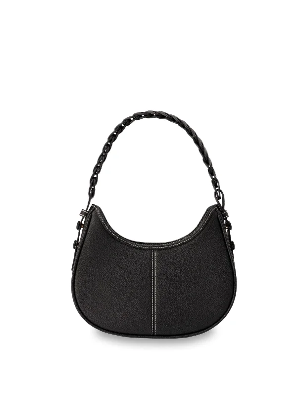 Affordable Bags For Budget Shoppers Mocha Lidia Leather Shoulder Bag- Black