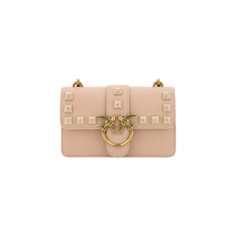 Luxury Bags For Working Professionals PINKO Chic Pink Cipria Mini Love Shoulder Bag