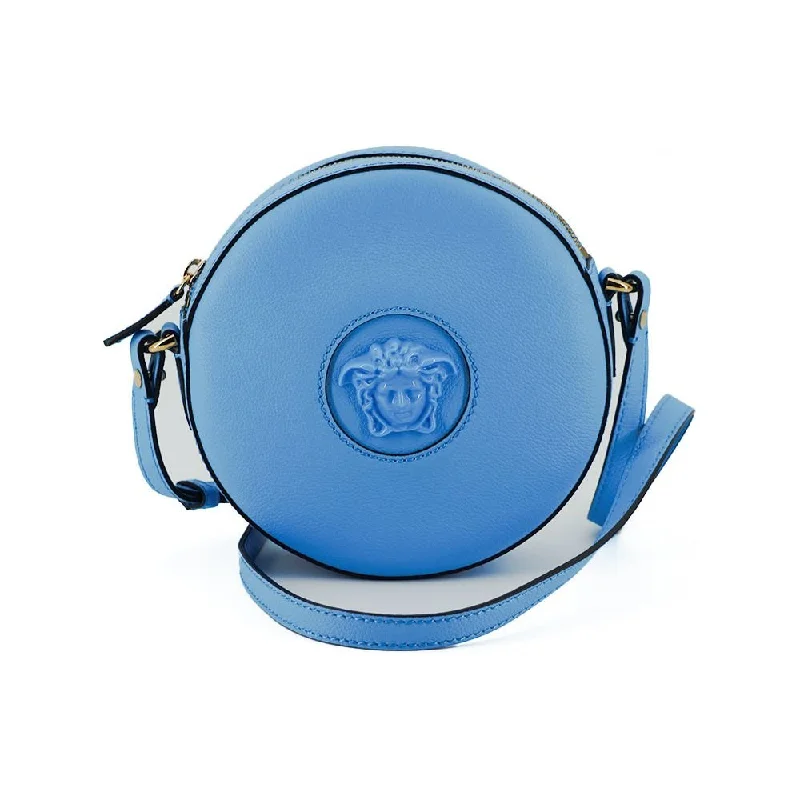 Handbag For Fashion Versace Chic Blue Leather Round Shoulder Bag