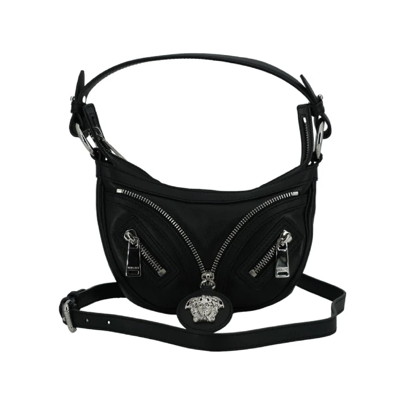 Durable And Fashionable Bags For Daily Use Versace Elegant Black Mini Hobo Shoulder Bag