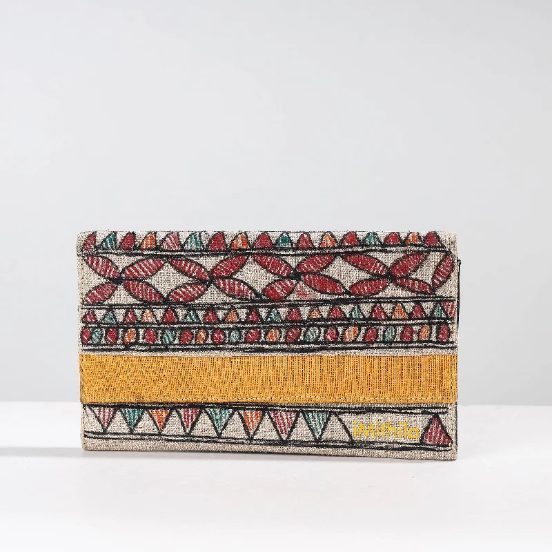 Limited-Time Offer On Trendy Bags Multicolor - Madhubani Handpainted Jute Cotton Clutch
