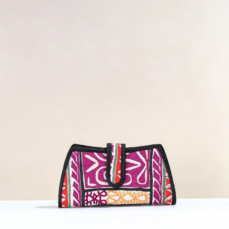 Elegant And On-Sale Evening Bags Multicolor - Handcrafted Kutch Embroidery Cotton Clutch / Wallet
