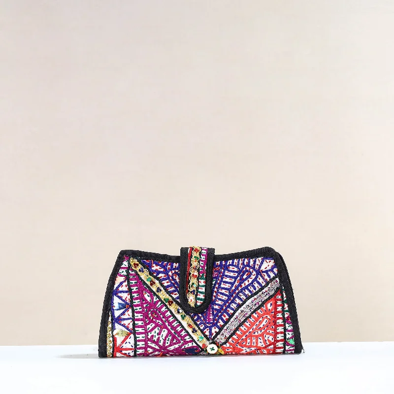 Lightweight Bags With Clearance Prices Multicolor - Handcrafted Kutch Embroidery Cotton Clutch / Wallet