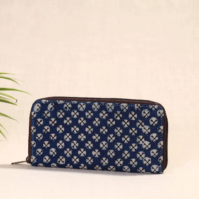 Blue - Handcrafted Block Printed Fabric Clutch Wallet