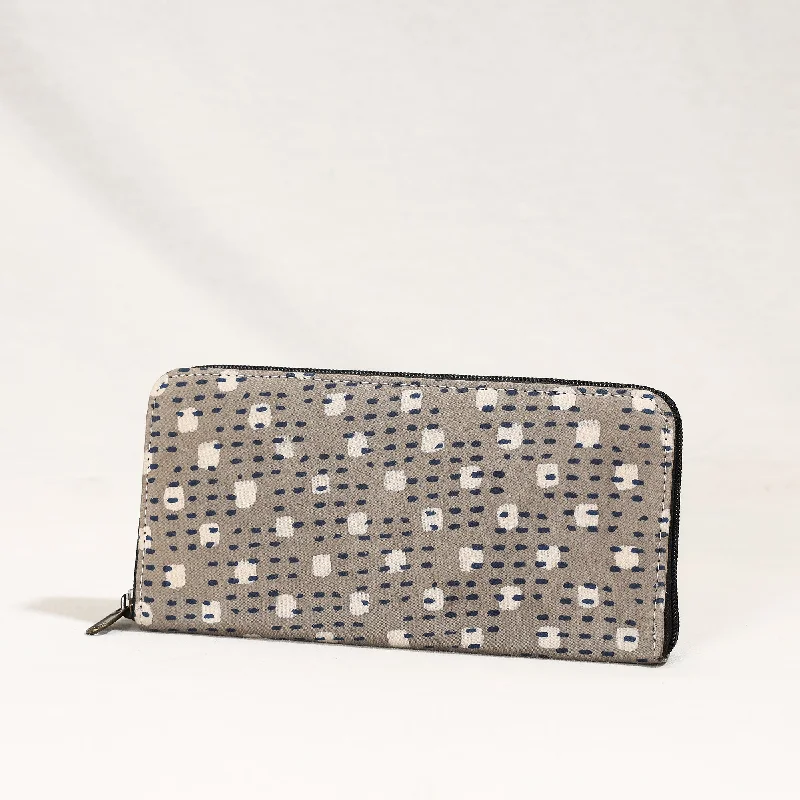 Grey - Handcrafted Block Printed Fabric Clutch Wallet