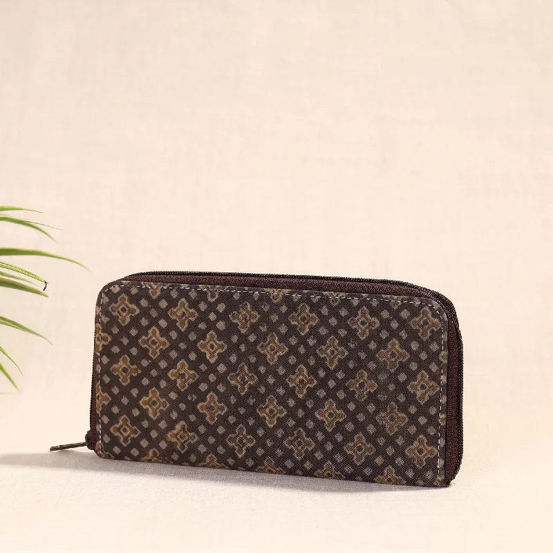 Brown - Handcrafted Block Printed Fabric Clutch Wallet