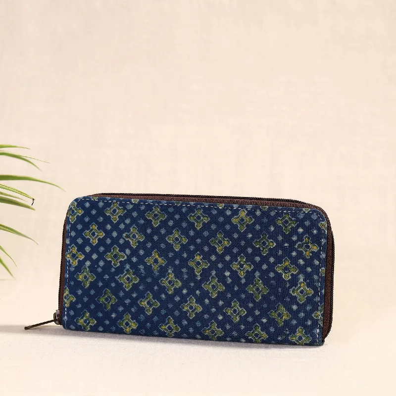 Blue - Handcrafted Block Printed Fabric Clutch Wallet