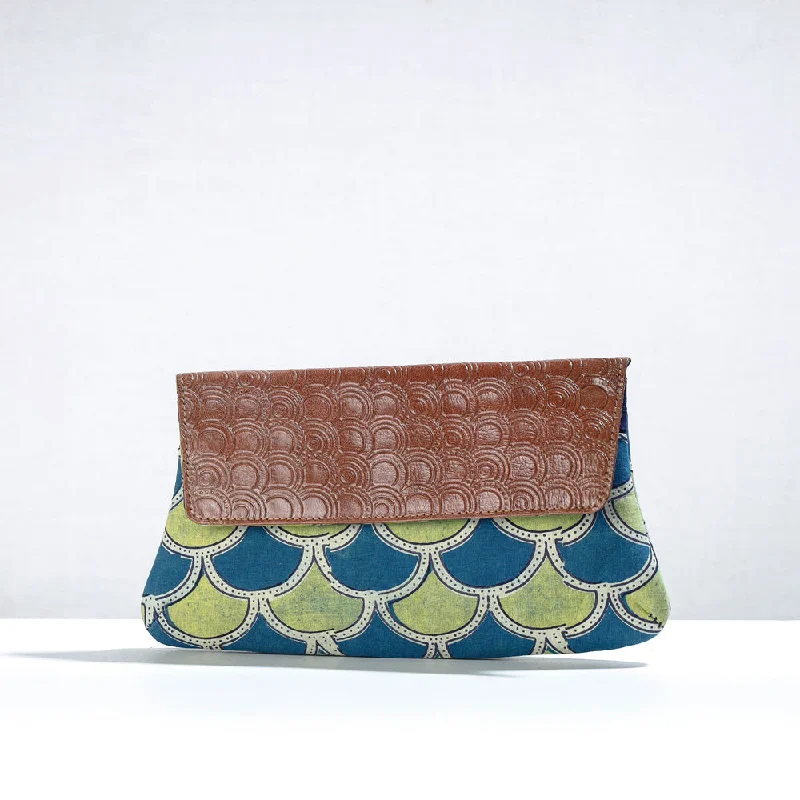 Multicolor - Handcrafted Clutch with Handpainted & Embossed Leather Flap