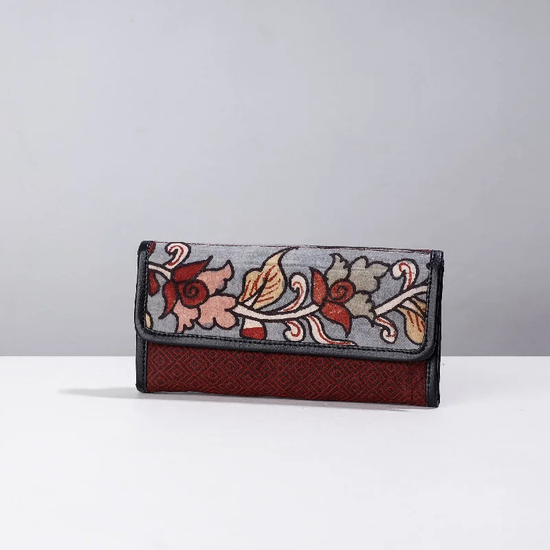 Maroon - Handpainted Kalamkari Natural Dyed Cotton Clutch