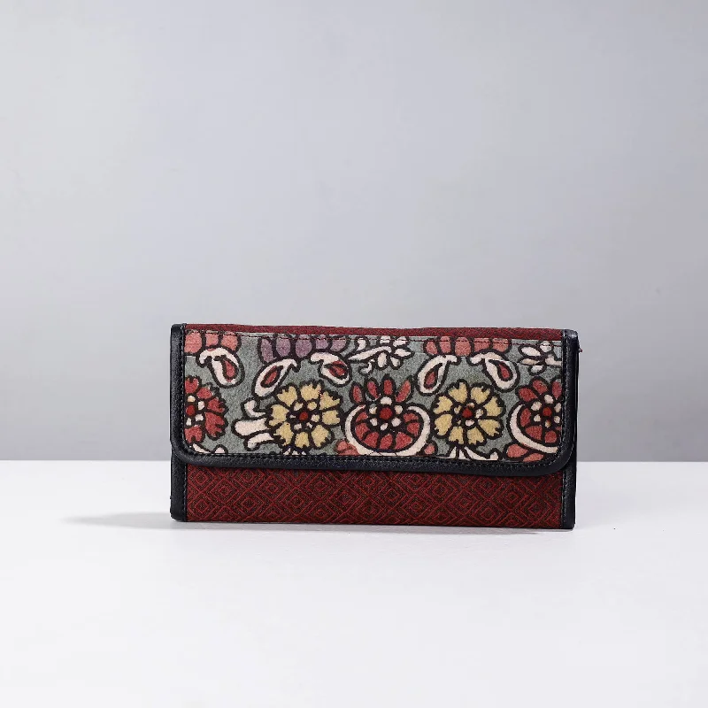 Maroon - Handpainted Kalamkari Natural Dyed Cotton Clutch