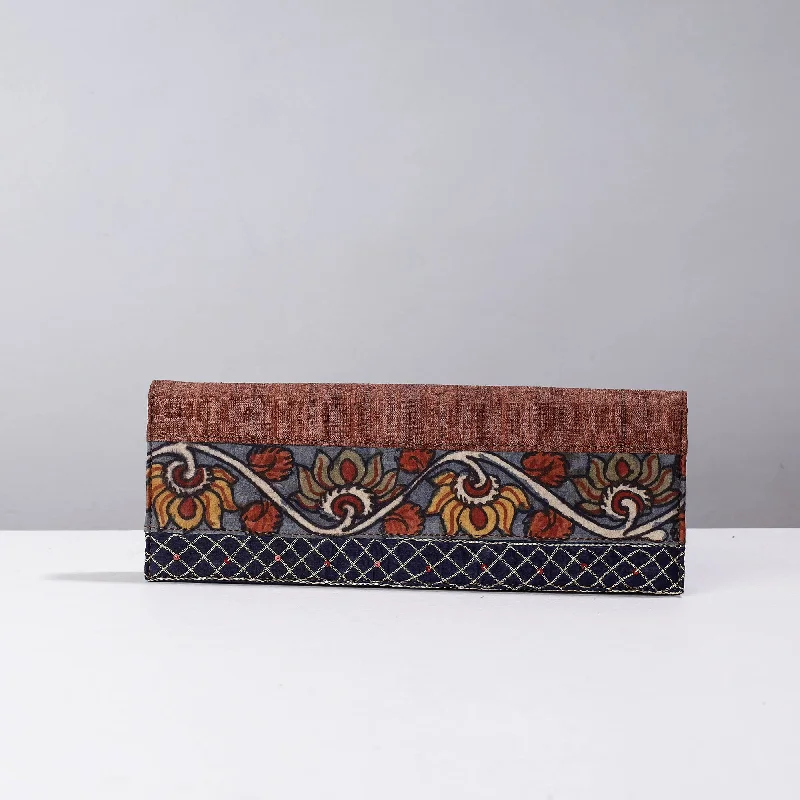 Brown - Handpainted Kalamkari Natural Dyed Ghicha Silk Clutch