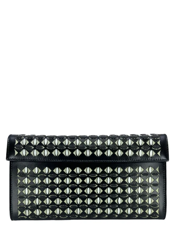 Sporty Bags For Active And Athletic Lifestyles ALAIA Mina Laser Cut Calfskin Flap Clutch