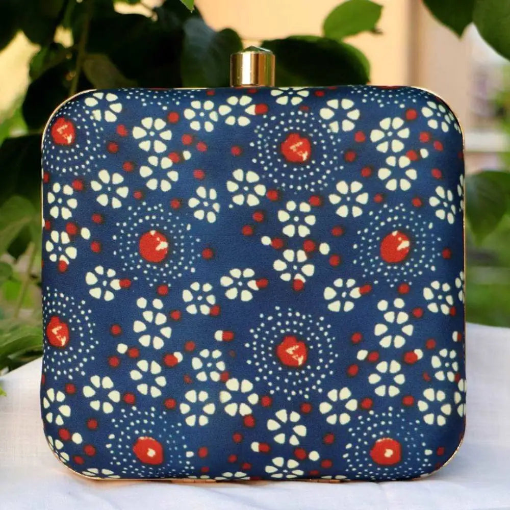 Senior Travelers Attractive Printed Box Clutch Bridal Party Purse