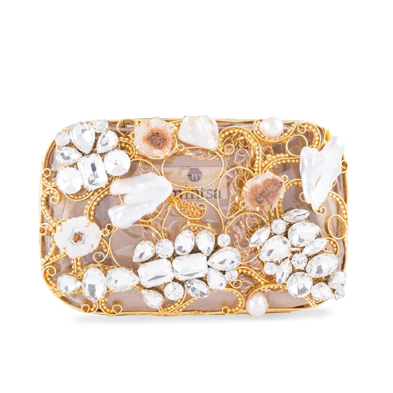 Bold Fashionistas Belle Vignes Rectangle Gold Clutch - Women's bridal and bridesmaids clutch bag