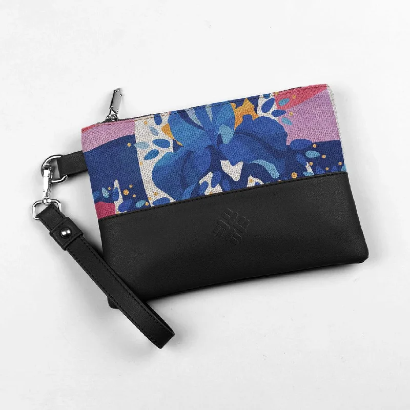 Elegant Bags For Formal Events And Luxury Occasions Black Toiletry Pouch Blue Flower