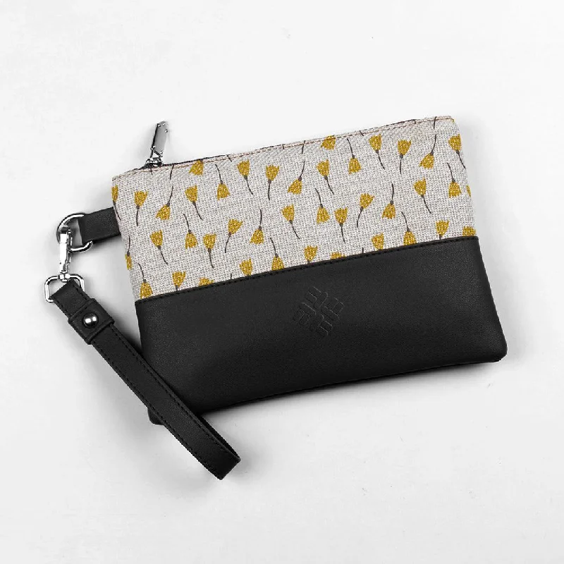 Black Toiletry Pouch Falling Flowers