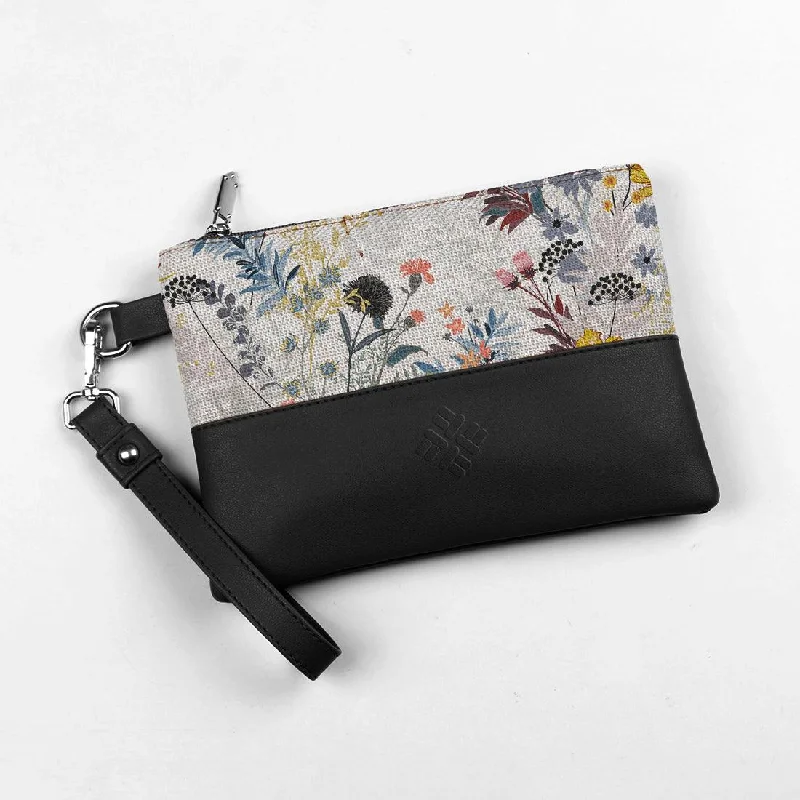 Black Toiletry Pouch Flowers