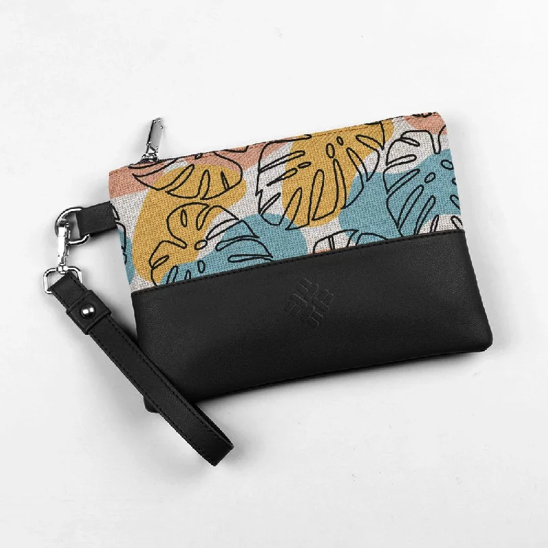 Black Toiletry Pouch Leafs