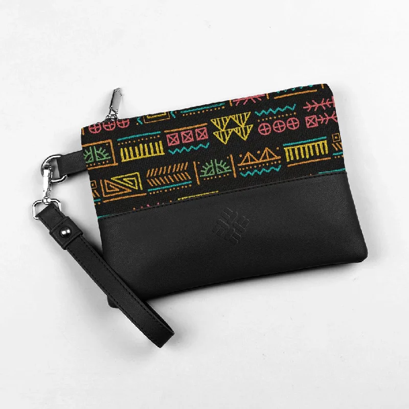 Black Toiletry Pouch Shapes Pattern