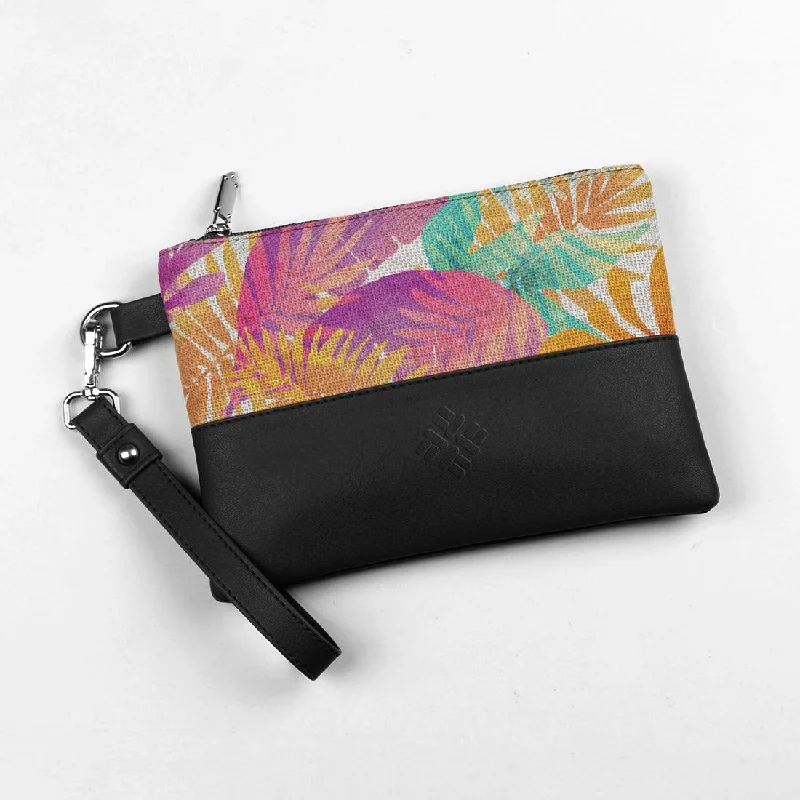 Black Toiletry Pouch Summer Leafs