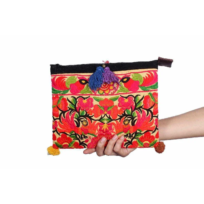 Handcrafted Embroidered Clutch | iPad Bag - Thailand