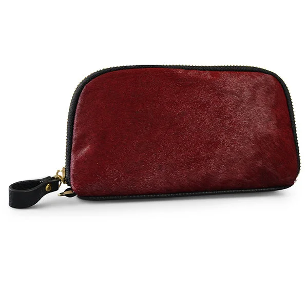 CARMICHAEL - Ladies Burgundy Leather Cowhide Wristlet Wallet Purse