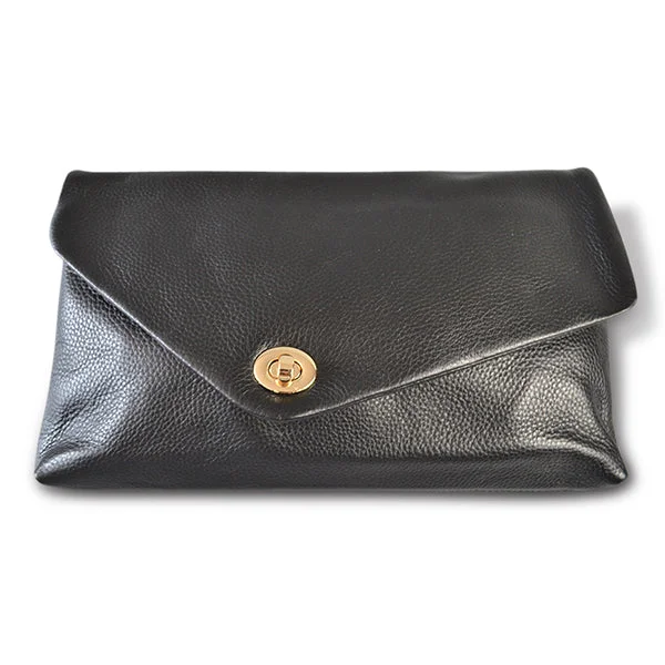 CENTENNIAL PARK - Black Pebbled Leather Clutch