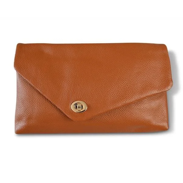 CENTENNIAL PARK - Ladies Tan Pebbled Leather Clutch Envelope Bag