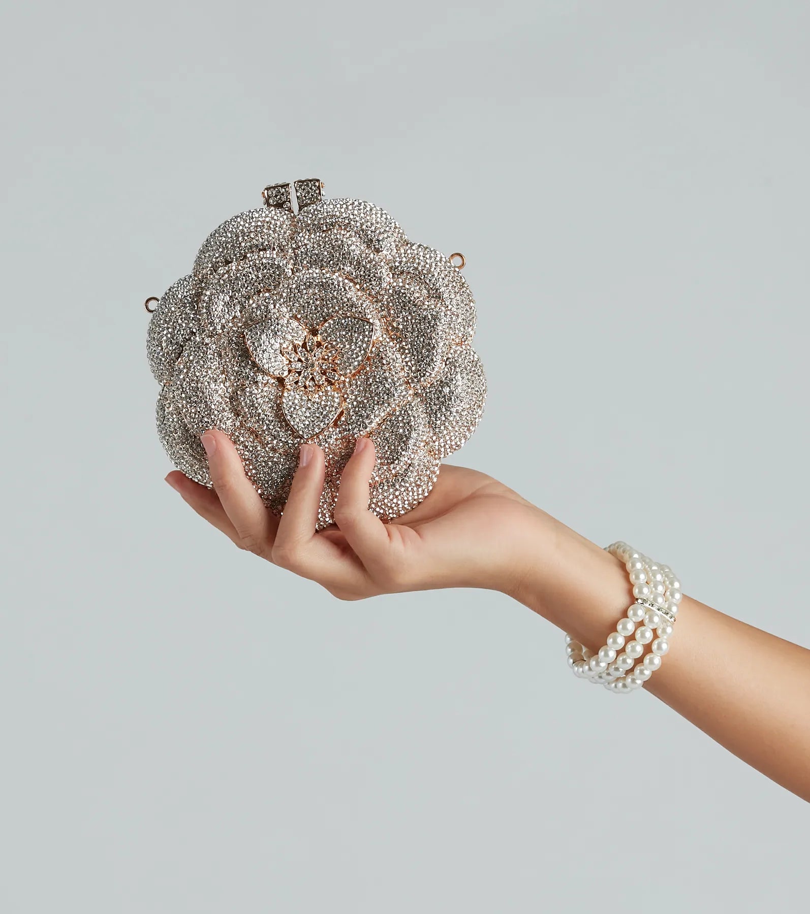Urban Style Divine Luxury Rhinestone Rose Minaudiere Bag