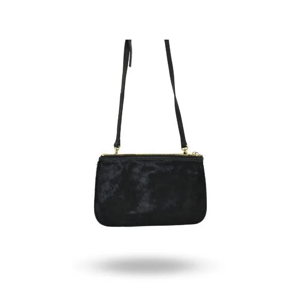 DOCKLANDS- Women's Black Vegan & Cowhide Leather Crossbody Bag