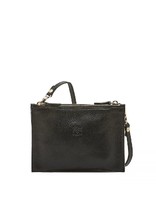 Sleek And Seasonal Sale Bags Il Bisonte Giulia Clutch Bag in Nero Cowhide Leather