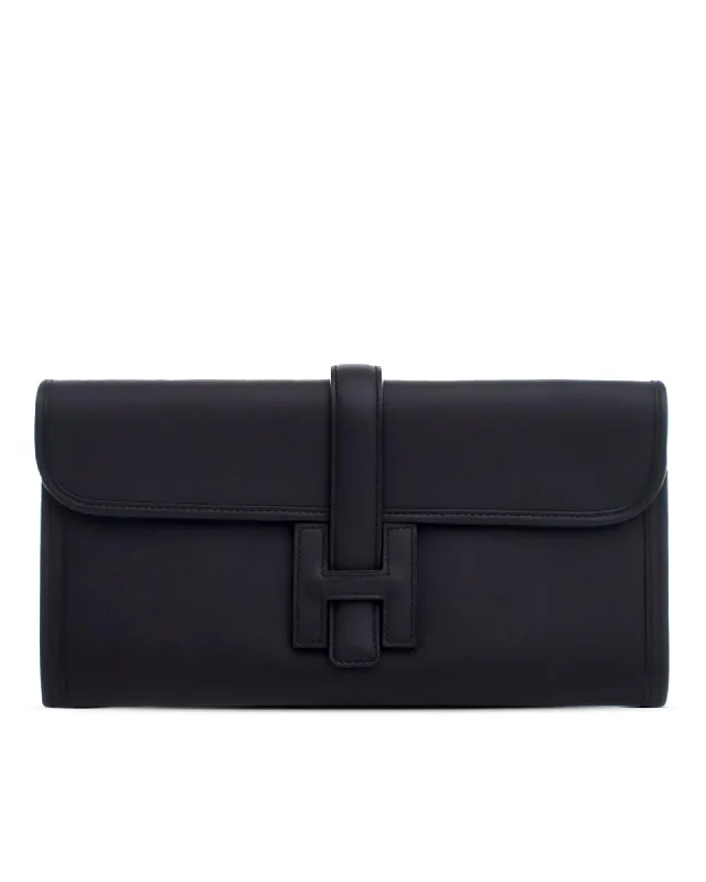 Herms Kelly Clutch Black Leather