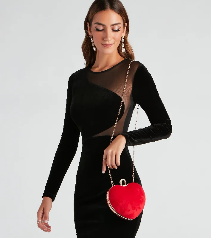 Romantic Valentine's Day Bags With Promotions Love For Luxe Velvet Heart Clutch