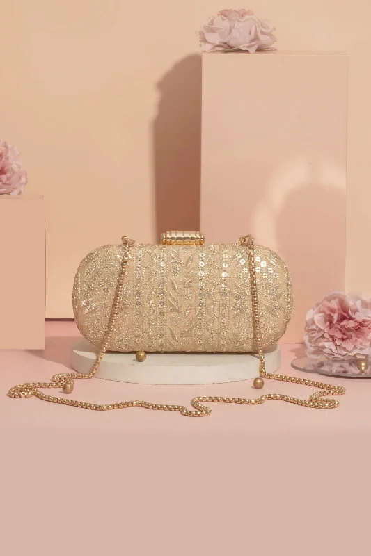 Everyday Bags For Work, School, Or Errands Mirai Embroidered Clutch - Gold