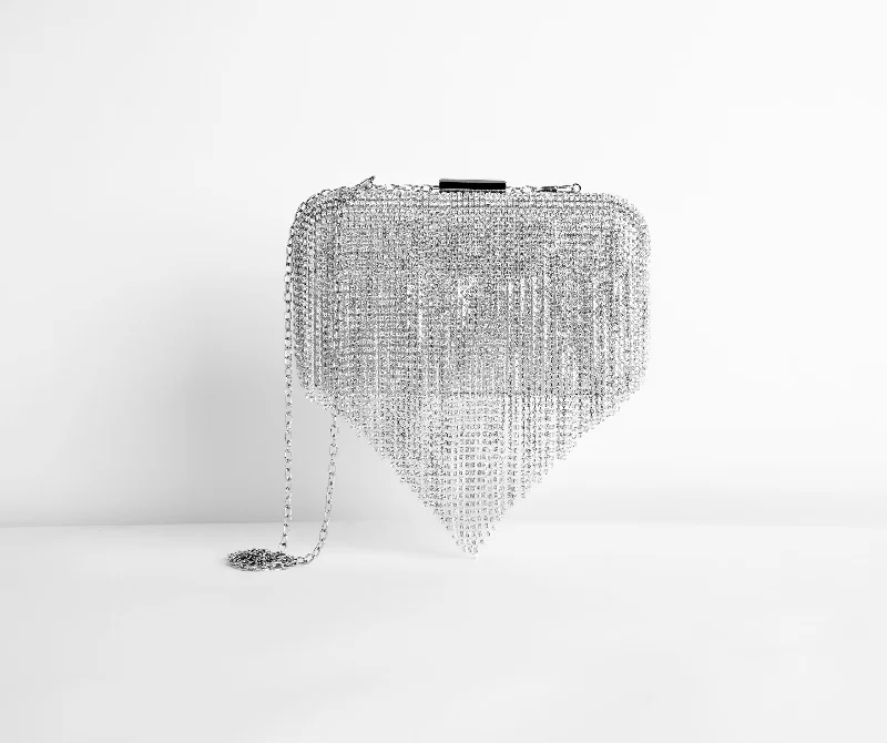 On The Fringe Rhinestone Clutch