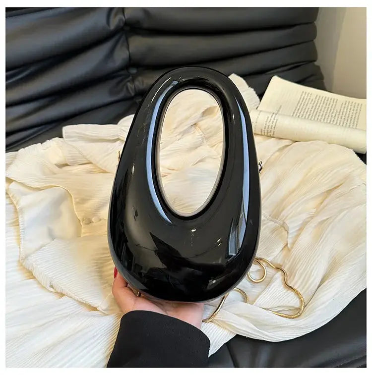 High-Quality Bags Oval Acrylic Half Moon Clutch