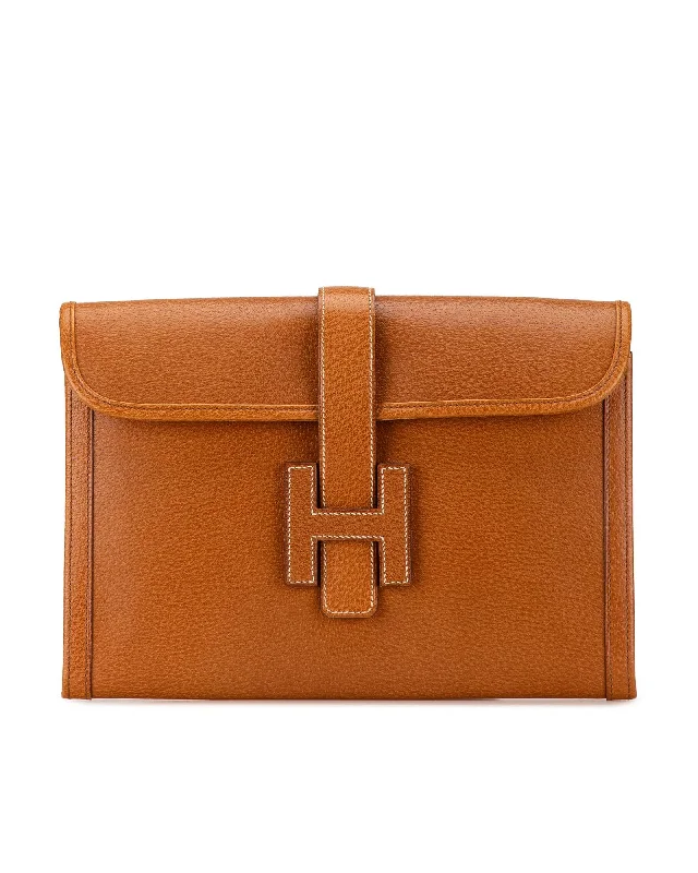 Peau Porc Leather Clutch with Pull-Through Strap Closure