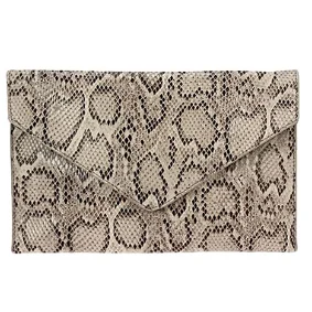 Python Envelope Clutch in beige