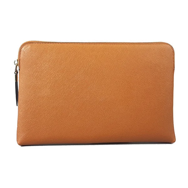 SORRENTO - Cognac Structured Saffiano Clutch