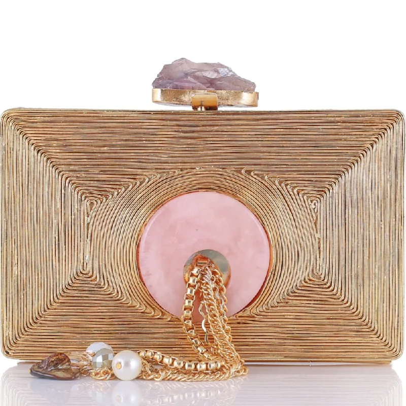Stylish Bags For Fashion Influencers And Bloggers Stone Drop Gold - Women's evening clutch bag