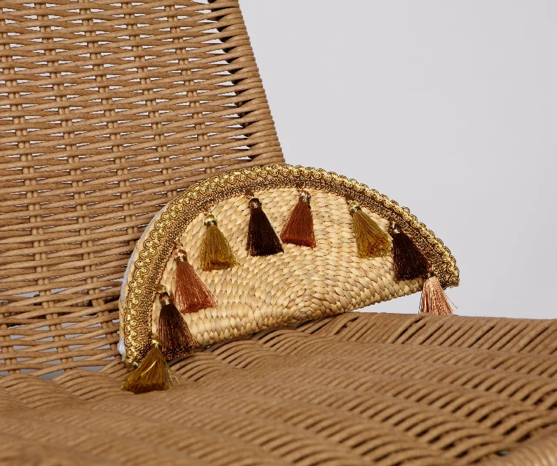 Discounted Designer Bags For Clearance Sale Boho Tassel Straw Clutch