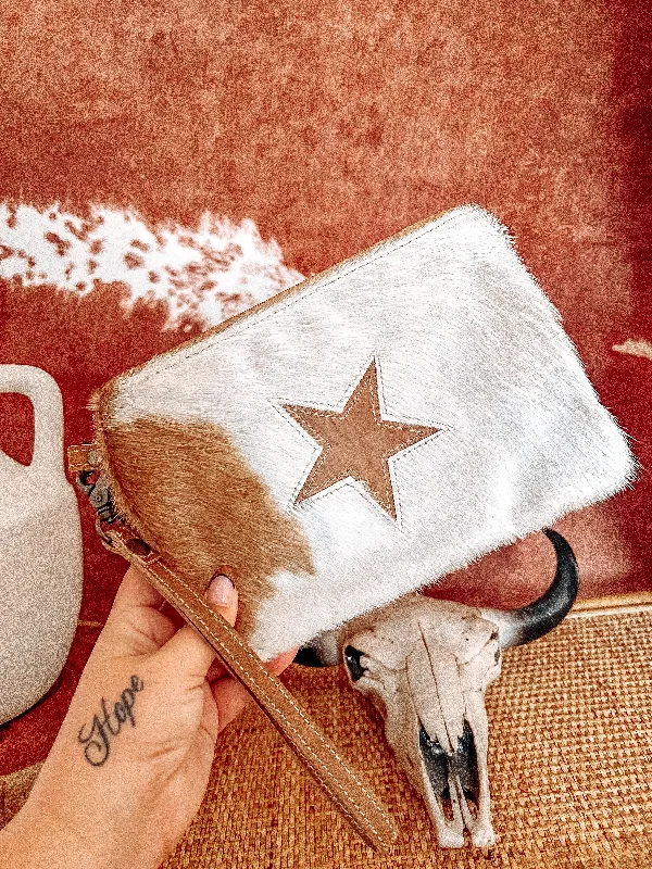 Holiday Gift Bags For Christmas Tan Star Cowhide Clutch