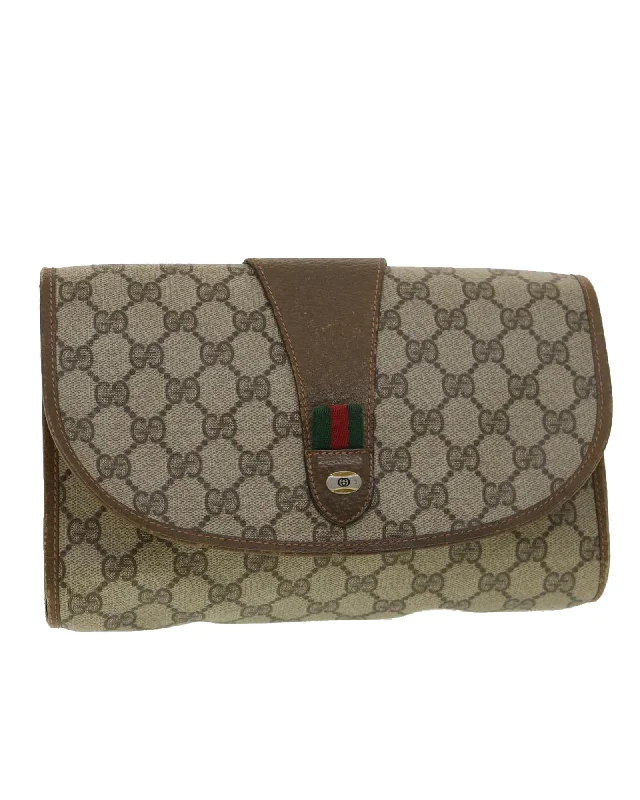 GG Canvas Web Sherry Line Clutch Bag